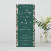 Emerald Green und Rose Gold Wedding Program (Stehend Vorderseite)