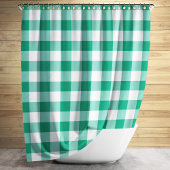 Emerald Green und White Checked Gingham Muster Duschvorhang