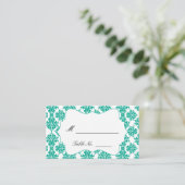 Emerald Green und White Damask Wedding Platzkarten (Stehend Vorderseite)
