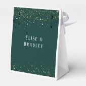 Emerald Green und White Gold Peonies Wedding Geschenkschachtel (Rückseite)