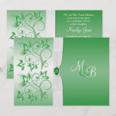 Emerald Green und White II Monogram Einladung (Vorne/Hinten)