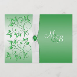 Emerald Green und White II Monogram Einladung