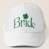 Emerald Green und White Kleeblatt Bride Cap Truckerkappe (Vorderseite)