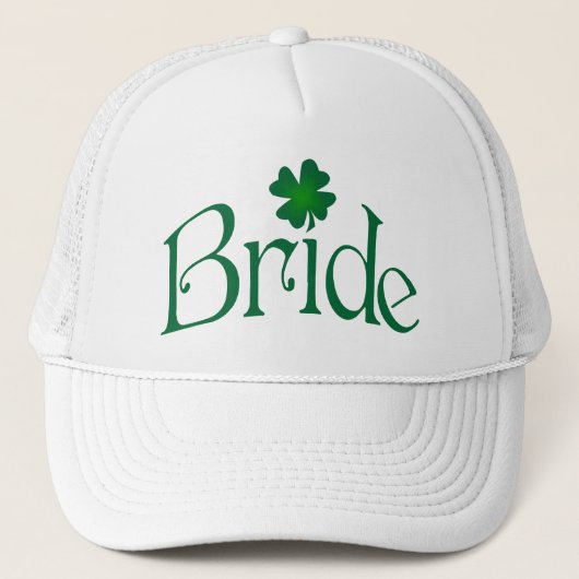Emerald Green und White Kleeblatt Bride Cap Truckerkappe (Vorderseite)