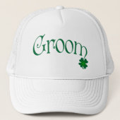Emerald Green und White Kleeblatt Groom Cap Truckerkappe (Vorderseite)