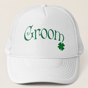 Emerald Green und White Kleeblatt Groom Cap Truckerkappe