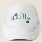 Emerald Green und White Kleeblatt Trauzeugin Cap Truckerkappe (Vorderseite)