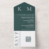 Emerald Green und White-Monogram-Hochzeit All In One Einladung (Innen Boden)