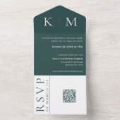 Emerald Green und White-Monogram-Wedding- All In One Einladung (Innen Boden)