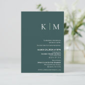 Emerald Green und White-Monogram-Wedding- Einladung (Stehend Vorderseite)