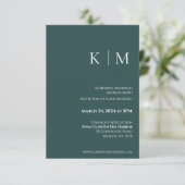 Emerald Green und White-Monogram-Wedding- Einladung (Stehend Vorderseite)