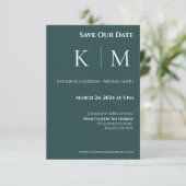 Emerald Green und White-Monogram-Wedding- Save The Date (Stehend Vorderseite)
