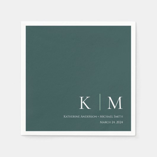 Emerald Green und White Wedding- Serviette (Vorderseite)