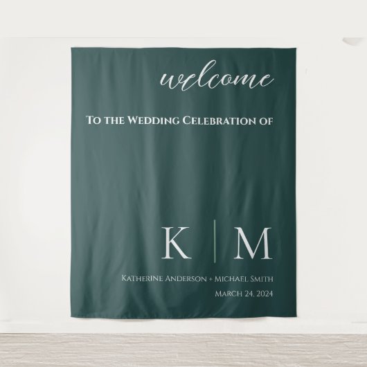 Emerald Green und White Wedding- Wandteppich (Vorderseite)