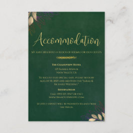 Emerald Green Velvet Hochzeitsunterkunft Wochenend Begleitkarte