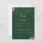 Emerald Green Velvet Luxe Gold Accent Wedding RSVP Karte (Vorderseite)