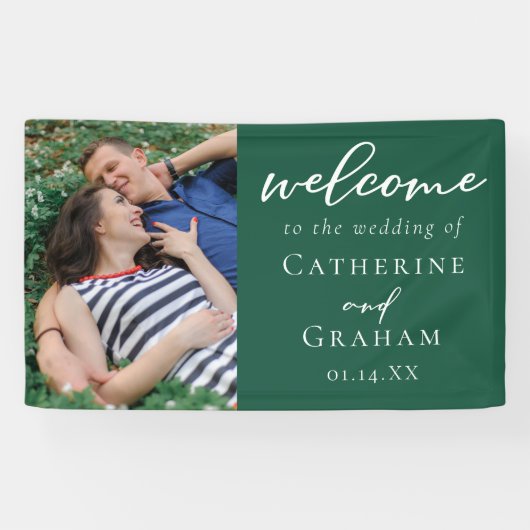 Emerald Green Verlobung Foto Wedding Banner (Horizontal)