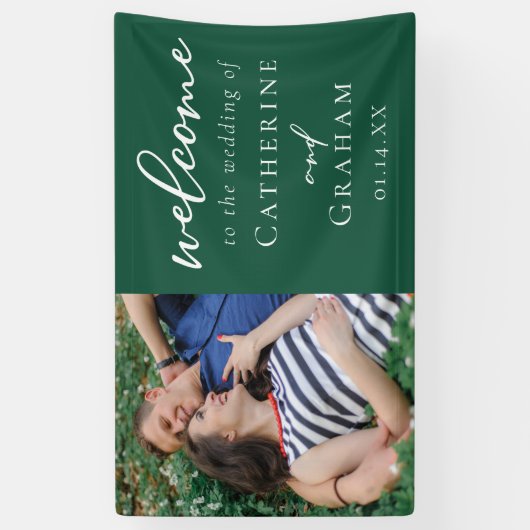 Emerald Green Verlobung Foto Wedding Banner (Vertikal)