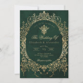 Emerald Green Verziert Emerald und Goldfolie Weddi Einladung (Vorderseite)