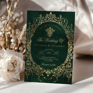 Emerald Green Verziert Emerald und Goldfolie Weddi Einladung