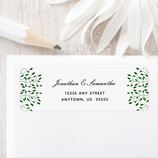 Emerald Green Vines Elegante Script-Rücksendeadres (Insitu)