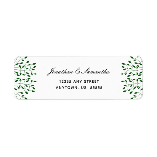 Emerald Green Vines Elegante Script-Rücksendeadres (Vorne)