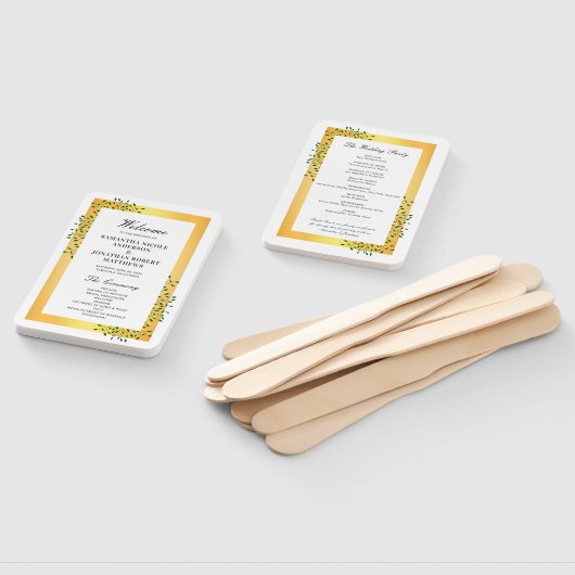 Emerald Green Vines Gold Elegantes Hochzeitsprogra Fächer (Non-assembled)