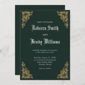 Emerald Green Vintag Antique Lace Wedding Einladung (Vorne/Hinten)