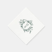 Emerald Green Vintag Botanical Monogram Wedding Serviette (Ecke)