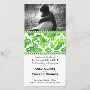 Emerald Green Vintag Damask Lace Save the Date