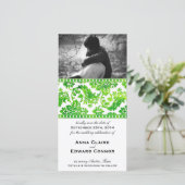 Emerald Green Vintag Damask Lace Save the Date (Stehend Vorderseite)