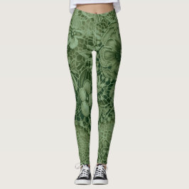 "Emerald Green Vintag Lace" Leggings