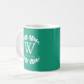 Emerald Green Vintag Monogram Kaffeetasse (Vorderseite Links)