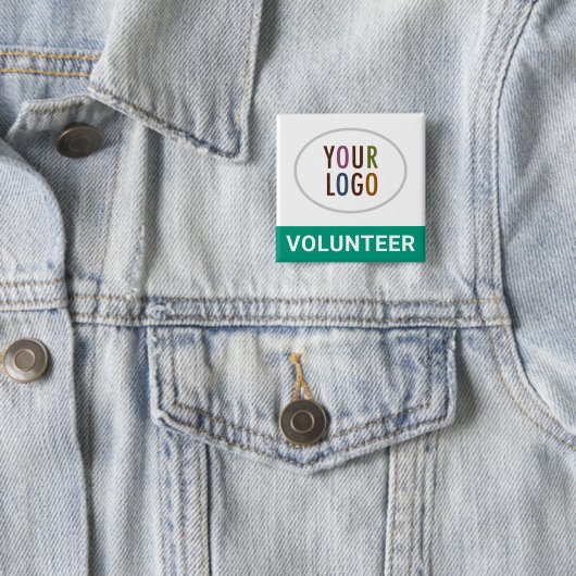 Emerald Green Volunteer Abzeichen mit Logo Square Button (Beispiel)