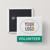 Emerald Green Volunteer Abzeichen mit Logo Square Button (Vorne & Hinten)