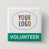 Emerald Green Volunteer Abzeichen mit Logo Square Button (Vorderseite)