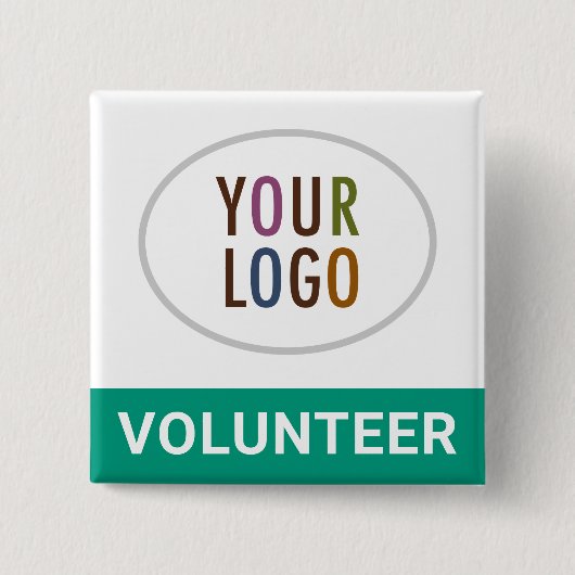 Emerald Green Volunteer Abzeichen mit Logo Square Button (Vorderseite)