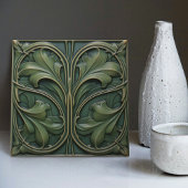 Emerald Green Wall Deco Art Nouveau Ceram Fliese