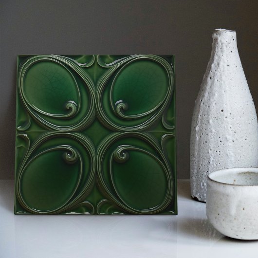 Emerald Green Wall Deco Art Nouveau Ceram Fliese