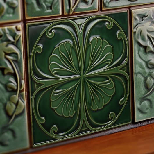 Emerald Green Wall Deco Art Nouveau Ceram Fliese