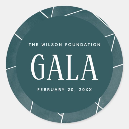 Emerald Green Wassercolor Geometric Gala Runder Aufkleber (Vorderseite)