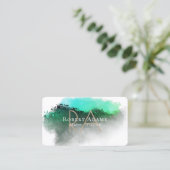 Emerald Green Watercolor Abstrakt Mit Monogramm Visitenkarte (Stehend Vorderseite)