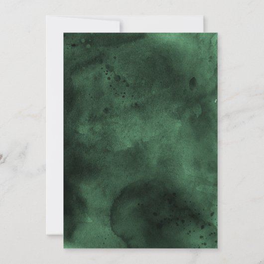 Emerald Green Watercolor Babydusche Einladung (Rückseite)