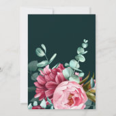 Emerald Green Watercolor Burgundy Blume Hochzeit Save The Date (Rückseite)