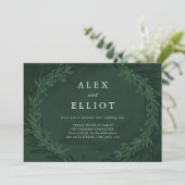 Emerald Green Watercolor Dramatische Laurels Weddi Einladung (Stehend Vorderseite)