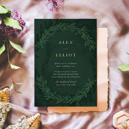 Emerald Green Watercolor Dramatisches HochzeitGold Folieneinladung