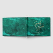 Emerald Green Watercolor & Gold Wedding Monogram Gästebuch (Voll)