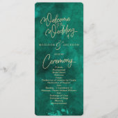 Emerald Green Watercolor & Gold Wedding Program Programm (Vorderseite)