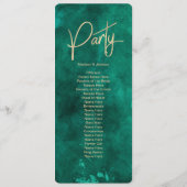 Emerald Green Watercolor & Gold Wedding Program Programm (Rückseite)