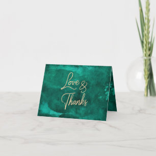 Emerald Green Watercolor & Gold Wedding Vielen Dan Dankeskarte